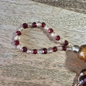 Elegant Red and Gold Beaded Knob Decor